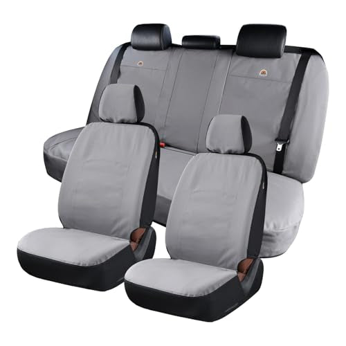 Coverado Universal Car Back Seat Covers - Canvas Rear Seat Cushions for Kids, Dogs & Most Vehicles - Gray - color: Gray, size: Rear