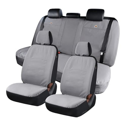 Coverado Universal Car Back Seat Covers - Canvas Rear Seat Cushions for Kids, Dogs & Most Vehicles - Gray - color: Gray, size: Rear