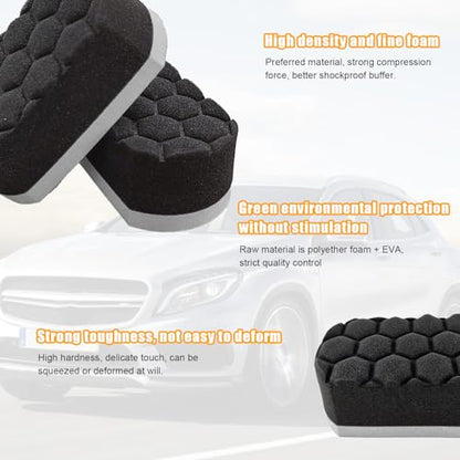 2 PCS Tire Shine Dressing Applicator Pad, Washable Hex Logic Car Detailing Foam Sponge with Easy Grip, Soft Tire Trim Applicator Pad for Car Glass, Porcelain and More (Gray)