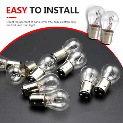 WZP 10PCS 1157 Tail Light Bulb, Universal Brake Light Bulb Compatible with P21/5W S25 BAY15D 7528 2357 2057 1016 1034 1076, Replacement for Marker Tail Running Parking Backup Lights (White) - color: White