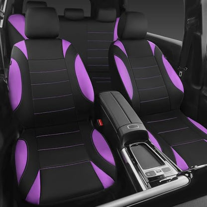 CCAR Pass Neoprene Wetsuit Seat Covers, Waterproof Car Seat Covers Full Sets with 5mm Composite EVA, Universal Fit for Car Sedan, SUV Trucks Anti Slip with Airbag Compatible(Black Purple) - color: Purple