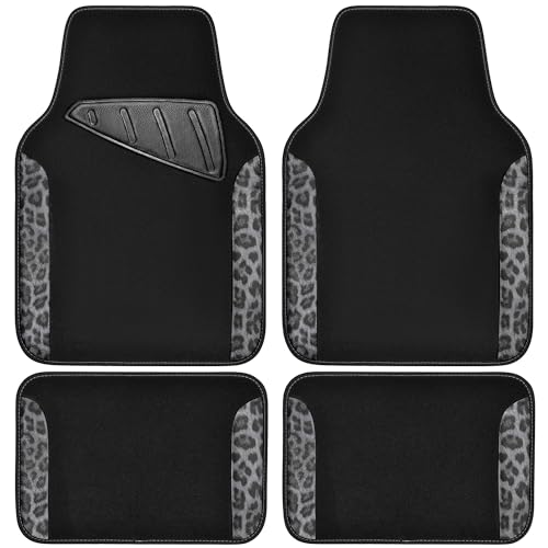 CAR PASS Waterproof Universal Car Floor Mats, Leopard Print Car Mats Fit for SUV,Vans,sedans, Trucks,Set of 4pcs Car Carpet with Driver Heel Pad and Nibs Backing, Leopard Car Accessories Gray Leopard - color: Gray Leopard
