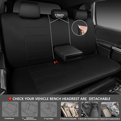 CAR PASS Neoprene Back Seat Cover, Universal Waterproof Bench Rear Seat Cover Universal Wetsuit Car Seat Cover Fit 95% Automotive Interior Covers for Cars Sedans SUVs (Rear,All Black) - color: Black rear