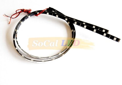 SOCAL-LED LIGHTING 60cm 24" Blue Flexible LED Strips High Power Bright 5050 12 SMD Car DRL Under Dash Accent Light, Waterproof, Cuttable, Pack of 2 - color: Blue, size: 24" (60cm)