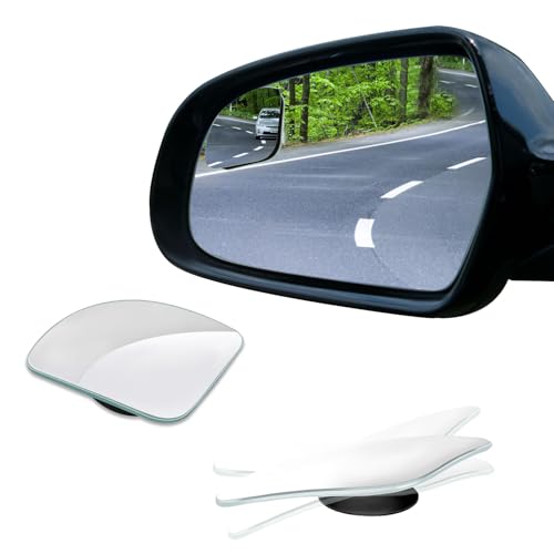 2PCS Blind Spot Mirror, Side Mirror Blindspot, 2" Fan HD Glass Frameless Convex Rear View Mirror with Wide Angle Adjustable Stick, Car Side Wide Angle Safety Convex Rearview for Most Vehicles - color: Sector, size: 2PCS