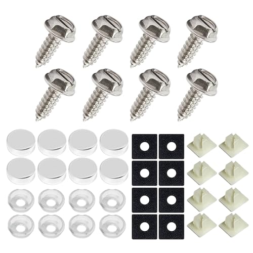 8Sets Stainless Steel License Plate Screws - Rust-Proof & Anti-Rattle Bolts for Car Front & Rear Frame Holder Mounting - color: Sliver2