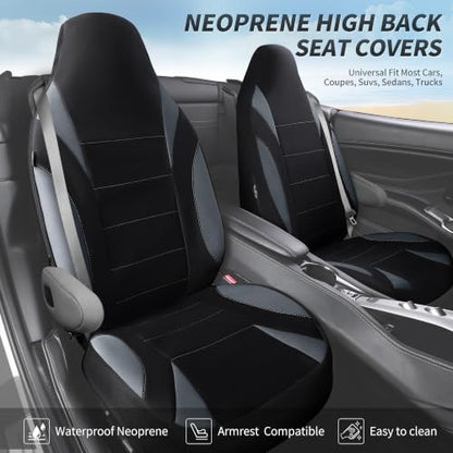 CAR PASS Waterproof High Back Car Seat Covers Front Seats with Armrest Gray - color: gray