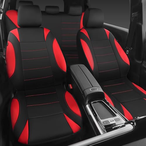 CAR PASS Neoprene Wetsuit Seat Covers, Waterproof Car Seat Covers Full Sets with 5mm Composite EVA, Universal Fit for Car,Sedan, SUV TrucksAnti Slip, Airbag Compatible(Black Red - color: Black red