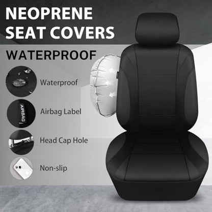 CAR PASS Neoprene EVA Waterproof car seat Covers Front Seats Only, Universal fit for SUV Vehicles Automotive with 5mm Composite EVA Inside,Airbag Compatible (Two Seats, Black and Black) - color: Black And Black
