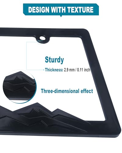 Mountain License Plate Frames, Black on Black, ABS Plastic - color: Black