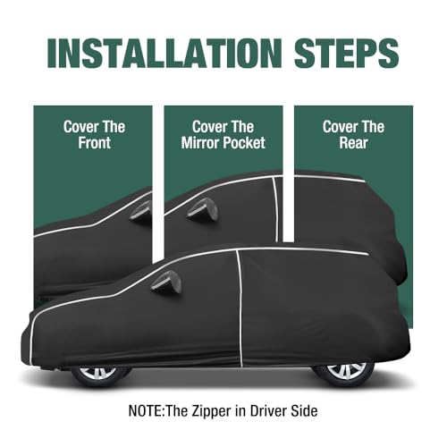 Fluorescent Strip Design Waterproof Car Cover Compatible for Honda Fit 2009-2020 All Weather 6 Layers Full Car Cover Safe Parking at Night with Storage Bag - size: Custom Fit Honda Fit