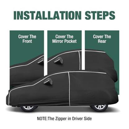 Fluorescent Strip Design Waterproof Car Cover Compatible for Honda Fit 2009-2020 All Weather 6 Layers Full Car Cover Safe Parking at Night with Storage Bag - size: Custom Fit Honda Fit