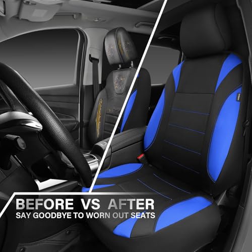 CAR PASS Neoprene Wetsuit Seat Covers, Waterproof Car Seat Covers Full Sets with 5mm Composite EVA, Universal Fit for Car Sedan, SUV Trucks Anti Slip with Airbag Compatible(Black Blue - color: Black blue