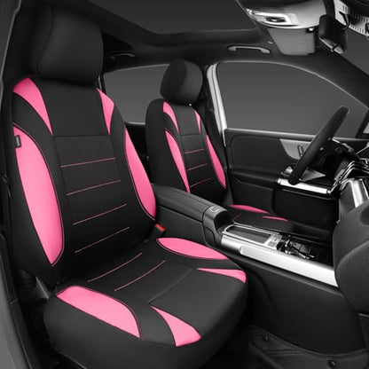 CAR PASS Waterproof Car Seat Covers Front Seats Only with 5mm Composite EVA, Neoprene Car Seat Cover Separate Headrest Cover, Quick Setup Universal Fit for Car SUV Trucks,Airbag Compatible Black Pink - color: Pink Black