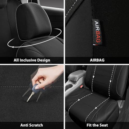 CAR PASS Neoprene EVA Waterproof car seat Covers Front Seats Only, Universal fit for SUV Vehicles Automotive with 5mm Composite EVA Inside,Airbag Compatible (Two Seats, Black and Black) - color: Black And Black