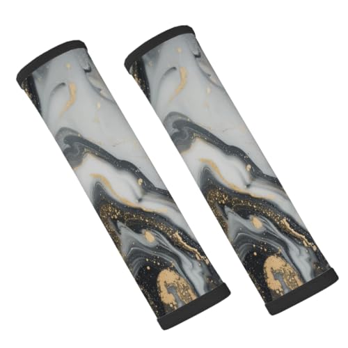 Car Seat Strap Pads, 2pcs Seatbelt Covers Shoulder Strap Pad Marble Texture - color: Black & White Marble