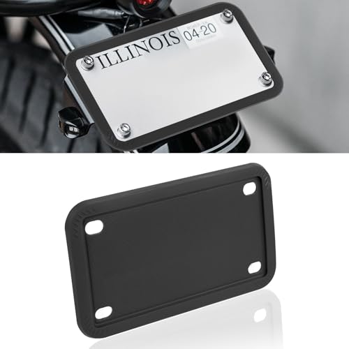 x xotic tech Motorcycle Silicone License Plate Frames, Motorbike License Plate Holder, Rust Proof, Rattle Proof, Weather Proof(Black, 7.56" x 4.53") - color: Black