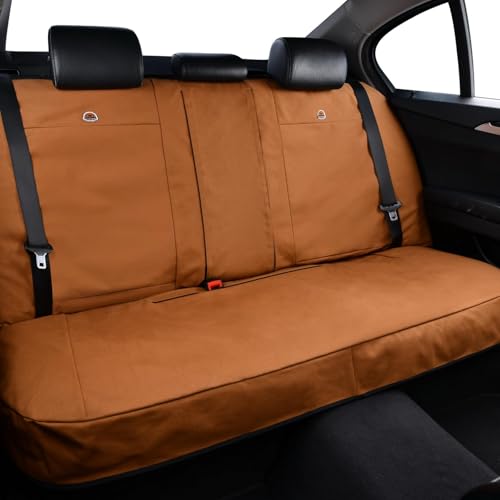 Coverado Universal Car Back Seat Covers - Canvas Rear Seat Cushions for Kids & Dogs, Fits Most Vehicles Trucks SUVs - Khaki - color: Khaki, size: Rear