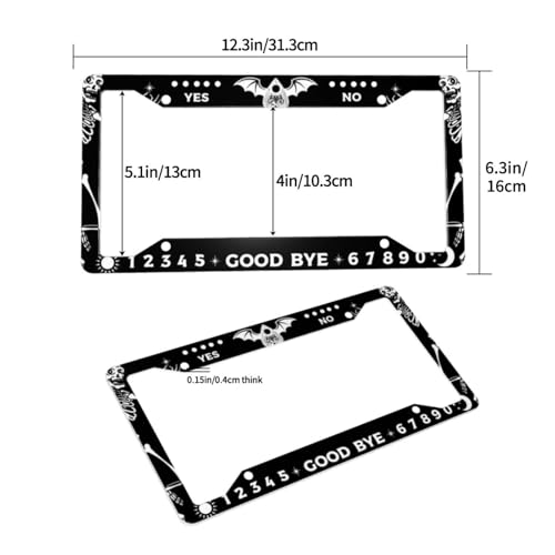 Skull Gothic License Plate Frame 2 Pack License Plate Holder Universal Aluminum License Plate Cover Car Accessories for Men Women - color: Skull Gothic