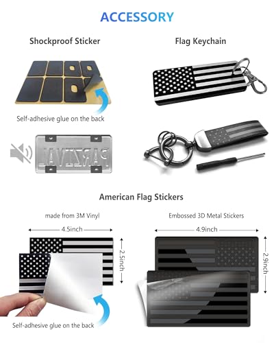American Flag License Plate Frames, Black Patriotic Car Tag Holder 2 Pack - style: Black-Plastic