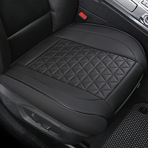 Black Panther 1 Pair Front Seat Covers Luxury Faux Leather Bottom Seat Cushions, Anti-Slip and Wrap Around The Bottom, Fit 95% of Vehicles - Black - color: Front Pair Black