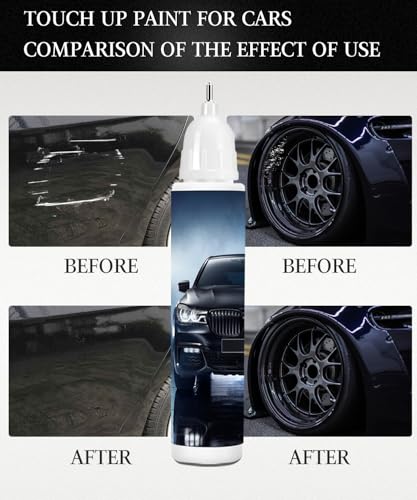 Black Touch Up Paint For Cars, 2-In-1 Car Paint Pen, Car Rim Touch Up Paint, Fix Minor Scratches, Fast-Dry Automotive Touch-Up Paint (0.4oz/12ml, Gloss Black)