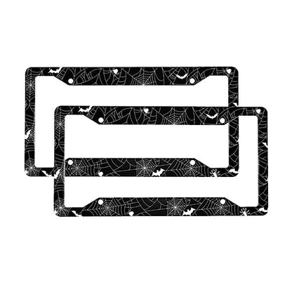 Halloween Spider Web License Plate Frame 2 Pack License Plate Holder Universal Aluminum License Plate Cover Car Accessories for Men Women - color: Halloween
