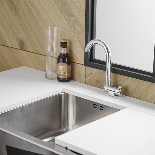 RV Sink Basin Faucet, Marine Cold Water Faucet, Kitchen Folding RV Replacement Accessories for Home Caravan Yacht Boat Camping Wall Mount or Deck Mount Chrome