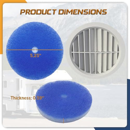 10 Pack 5.25” Round RV Air Conditioner Filters w/Central Hole