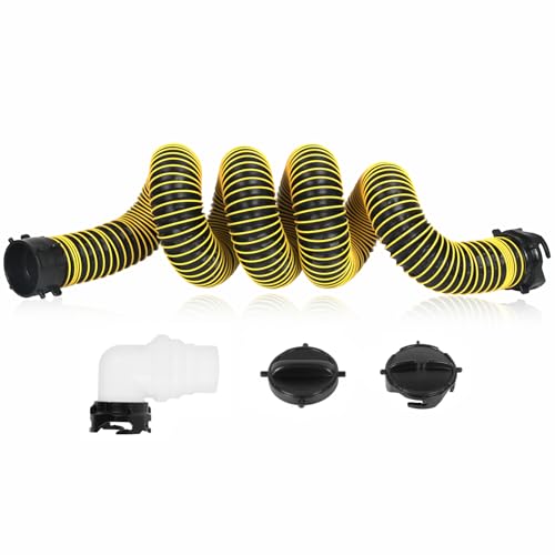 10FT RV Sewer Hose with Bayonet Fittings and 4-in-1 Adapter Elbow - color: Yellow, size: 10FT