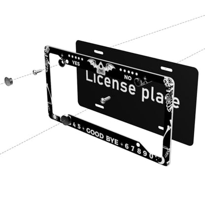 Skull Gothic License Plate Frame 2 Pack License Plate Holder Universal Aluminum License Plate Cover Car Accessories for Men Women - color: Skull Gothic