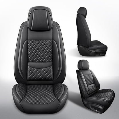 MIROZO 2PCS Front Car Seat Covers Full Coverage Universal Fit Black - color: Black, size: 2CPS Front