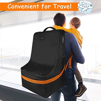 YOREPEK Car Seat Travel Bag, Padded Car Seats Backpack for Air Travel - color: Orange