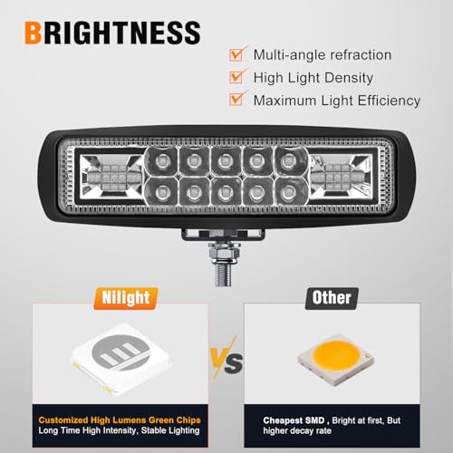 Nilight 2 PCS 6 Inch 60 W Green LED Light Pods Spot Flood Combo Beam - color: 60W Led Pods 2Pcs Green