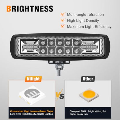 Nilight 2 PCS 6 Inch 60 W Green LED Light Pods Spot Flood Combo Beam - color: 60W Led Pods 2Pcs Green
