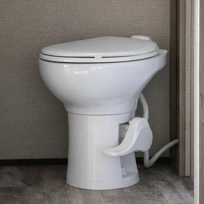 SEAFLO Porcelain RV Toilet with Elongated Bowl, 19” Residential Height, Gravity Flush, Foot Pedal Flush, Soft Close Seat, Easy Install, Camper Toilet, 4-Year Warranty, SFRTCH-02-01 - color: White (Porcelain Bowl)