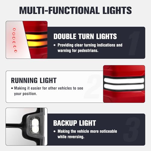 Red Tow Mirrors Switchback Light for 03-07 GMC Chevy Silverado Sierra - color: Red