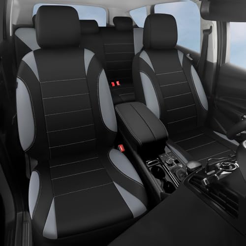 CAR PASS Waterproof Car Seat Covers Full Sets, Universal Fit Seat Covers for Cars, EVA Neoprene Seat Cover Set Full Sets, Interior Covers for Auto SUV,Vans,sedans, Trucks,(Black and Gray) - color: Black and Gray Full Sets