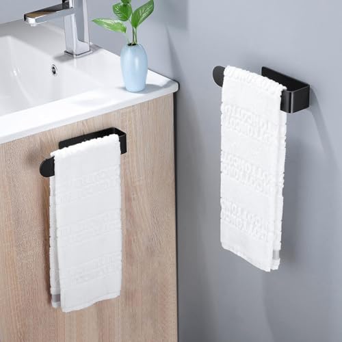 Taozun Black Towel Bar 2 Pack Hand Towel Holder Stainless Steel Towel Rail - color: Black, size: 8-inch(2 Pack)
