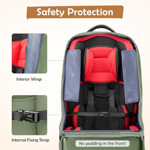YOREPEK Padded Car Seat Bags for Air Travel - color: Olive Green