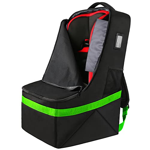 YOREPEK Car Seat Travel Bag, Padded Car Seats Backpack for Air Travel - color: Green