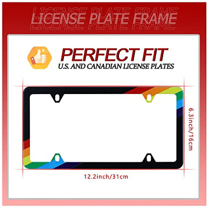 Rainbow Gay Pride License Plate Frame LGBT License Plate Holder 4 Holes - color: Gay Rainbow Pride