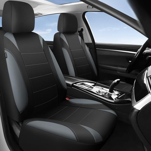 CAR PASS Waterproof Car Seat Covers Front Seats Only with 5mm Composite EVA, Neoprene Car Seat Cover with Separate Headrest Cover, Quick Setup Universal Fit for Car SUV Trucks,Airbag Compatible（Gray - color: Black and Gray