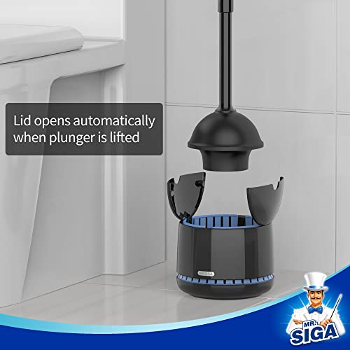 MR.SIGA Toilet Plunger with Holder, Plungers for Bathroom Heavy Duty, Black - color: Black