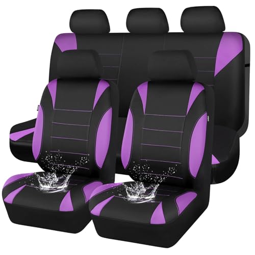CCAR Pass Neoprene Wetsuit Seat Covers, Waterproof Car Seat Covers Full Sets with 5mm Composite EVA, Universal Fit for Car Sedan, SUV Trucks Anti Slip with Airbag Compatible(Black Purple) - color: Purple