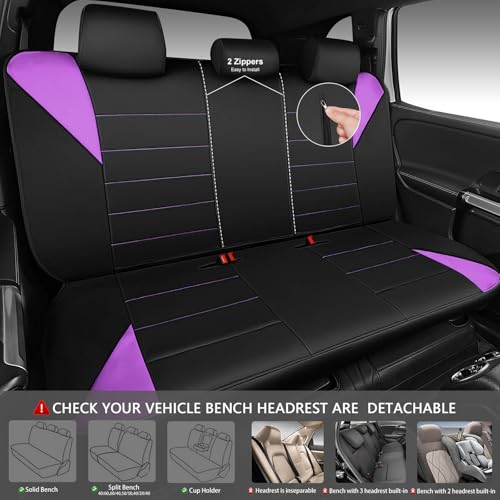 CCAR Pass Neoprene Wetsuit Seat Covers, Waterproof Car Seat Covers Full Sets with 5mm Composite EVA, Universal Fit for Car Sedan, SUV Trucks Anti Slip with Airbag Compatible(Black Purple) - color: Purple