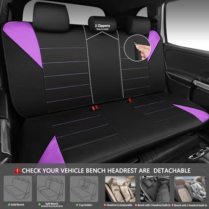 CCAR Pass Neoprene Wetsuit Seat Covers, Waterproof Car Seat Covers Full Sets with 5mm Composite EVA, Universal Fit for Car Sedan, SUV Trucks Anti Slip with Airbag Compatible(Black Purple) - color: Purple