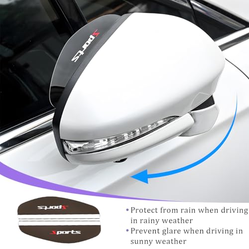 Car Rear View Mirror Rain Visor Guard, 2PCS Waterproof Sports Vehicle Side Rearview Mirror Visor Eyebrow Guard Cover, Automotive Rainwater Visor Smoke Protector, Universal Fit