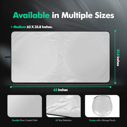 SCITOO 63 x 33.8 inches Sun Shade Sunshade Windshield Cover Front Window Shade Custom fit for Toyota for Chevrolet for GMC 1995-2000 Upgraded Summer Shade Blocks UV Rays Car Accessories