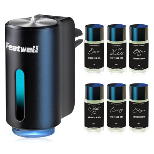 Featwell Car Air Freshener, Three Adjustable Modes Intelligent Car Aroma Diffuser, Rechargeable Car Aroma Diffuser, Black - color: Black